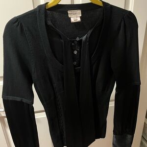 Karen Millen Black Silk and Knit Top